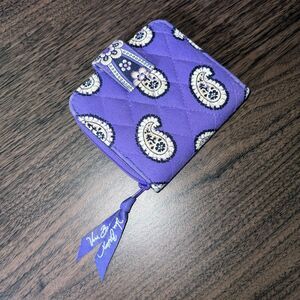 Vera Bradley Simply Purple Zip & Snap Tab Quilted Wallet with ID Window